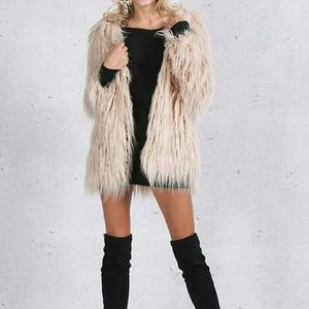 Faux fur shaggy coat